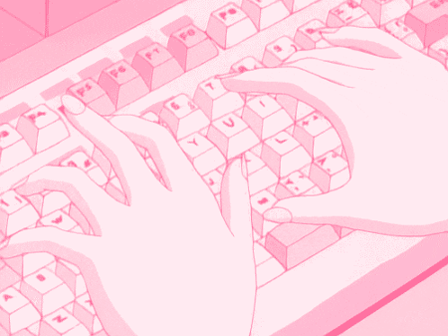 Gif animado de mãos digitando em um teclado